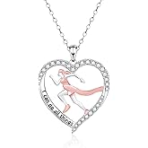 Heart Running Necklace for Women - 925 Sterling Silver Running Marathon Pendants Inspirational Sweatproof Athletic Necklace Sport Themed Jewelry Gift Ideas for Runners