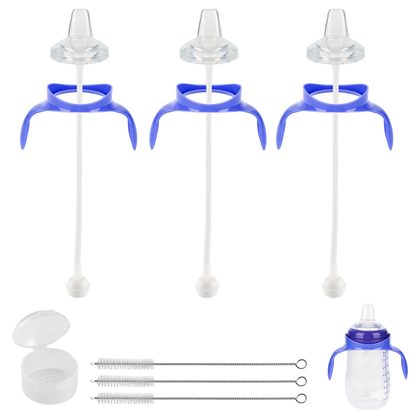 Photo 1 of Sippy Cup Soft Spout Conversion Kit for Lansinoh Baby Bottle, Toddler Transition Kit with Silicone Sippy Spout Nipple, Weighted Straw, Bottle Handle, Cleaning Brush, 3 Pack, 6m+