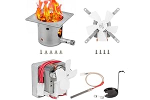 GRISUN Pellet Grill Replacement Parts for Traeger, Pit Boss Wood Pellet Grills, Upgraded Auger Motor, Grill Induction Fan, Fire Burn Pot and Hot Rod Igniter, Grill Parts with Ash Remover, Screws and Fuse