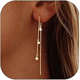 Threader Earrings for Women Gold Chain Earrings Rhinestone Tassel Dangle Earrings Minimalism Long Chain Earring Lightweight Earrings Fashion Jewelry for Women