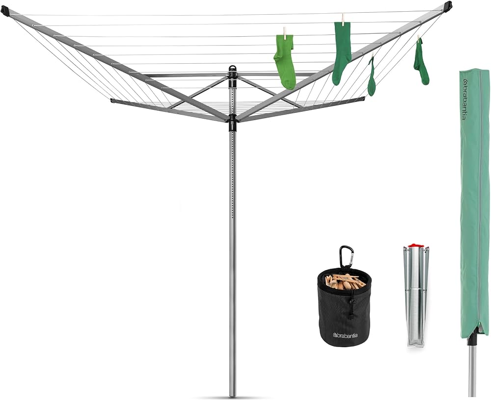 Brabantia Lift-O-Matic 50M Rotary Clothes Line Adjustable UV-Resistant