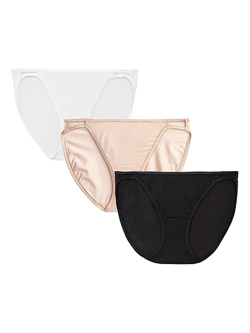Vanity Fair Women's Illumination String Bikini Panty 18108, Star White/Rose Beige/Midnight Black, Large/7