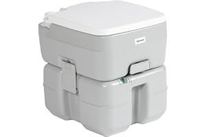 Outsunny Portable Toilet for Adults 5.3 Gallon, Porta Potty with Level Indicator, T-Type Water Outlets and Anti-Leak Handle P