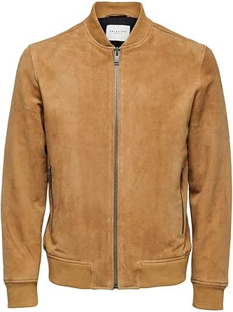 beige suede bomber jacket