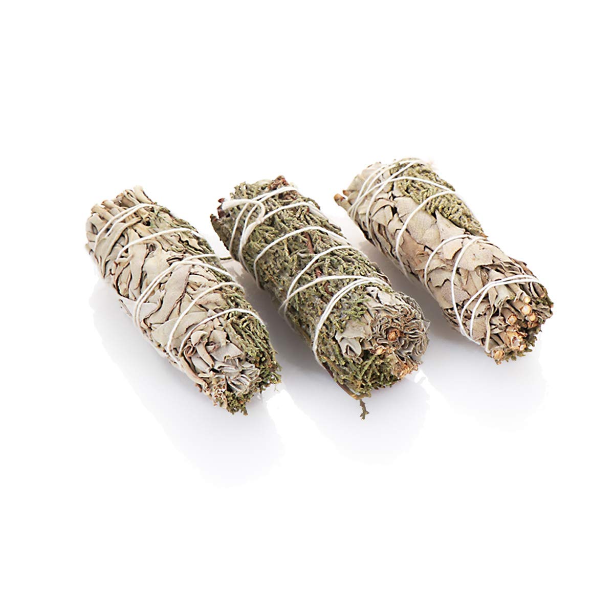 NKlaus 3x White Sage + Juniper Tips 10cm 4" Smudge Sticks Smoking Bundle 30g 6729