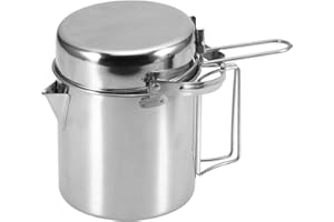 1L Stainless Steel Cooking Pot Portable Outdoor Camping Backpacking Pot with Foldable Handle