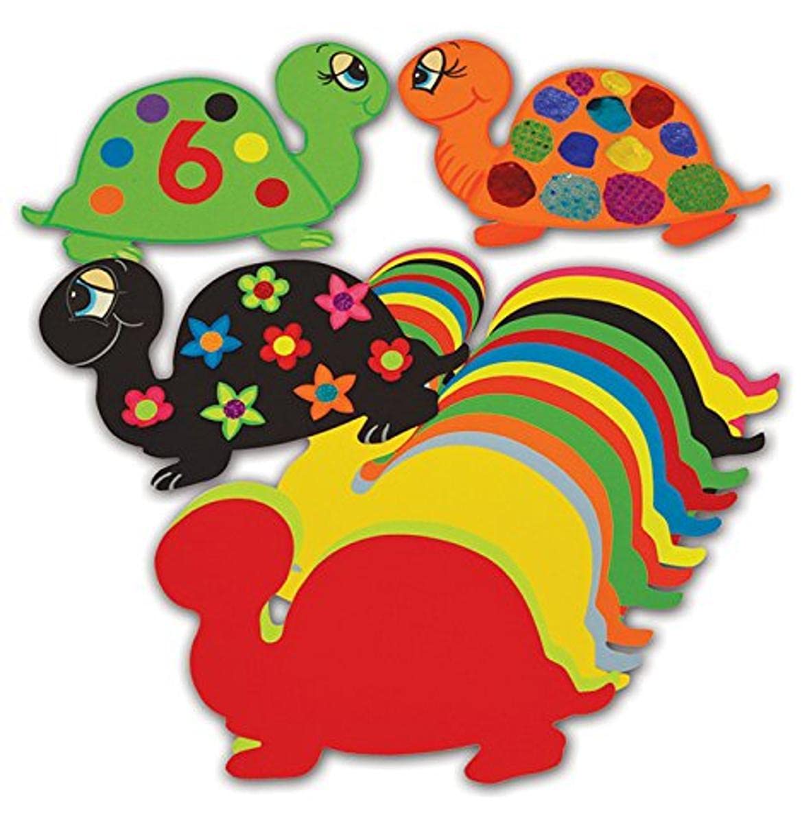 Springboard Jumbo Paper Tortoise Shapes for Classroom Display - Precut Shapes for Classroom Decorations - Arts and Crafts for Kids - Teacher Essentials - 30 x 16 cm - Assorted Colours - 100-Pack