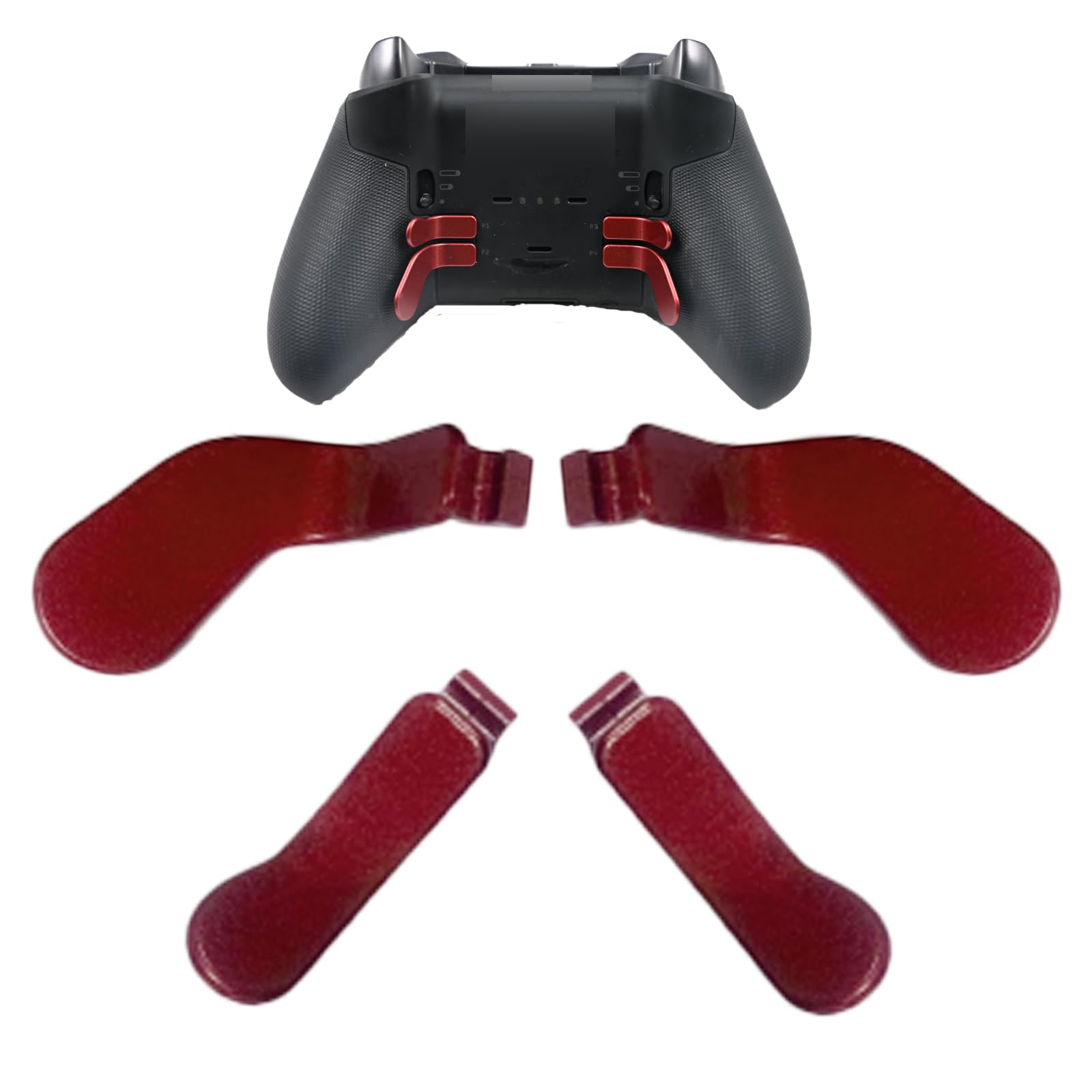 CaoXiong 4 Pack Elite Series 2 Controller Paddles for Xbox Elite 2 Controller Paddles,Metal Elite 2 Controller Paddles for Xbox One Elite Controller Series 2 Back Buttons(Dull Red)