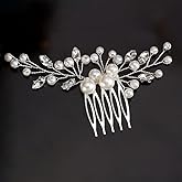 Wedding Bride Pearl Hair Combs Silver Rhinestone Bride Wedding Hair Pieces Headpieces Bridal Crystal Hair Side Combs Clip Accessories for Women and Girls