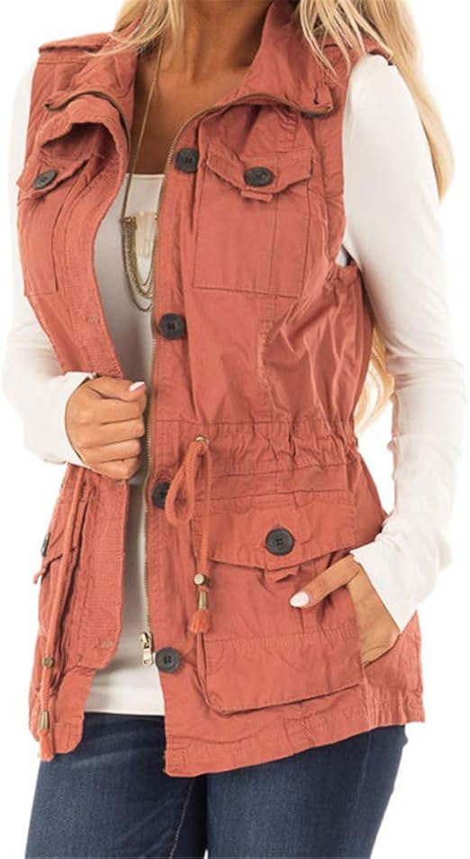 Koodred Women's Casual Military Utility Vest Lightweight Sleeveless