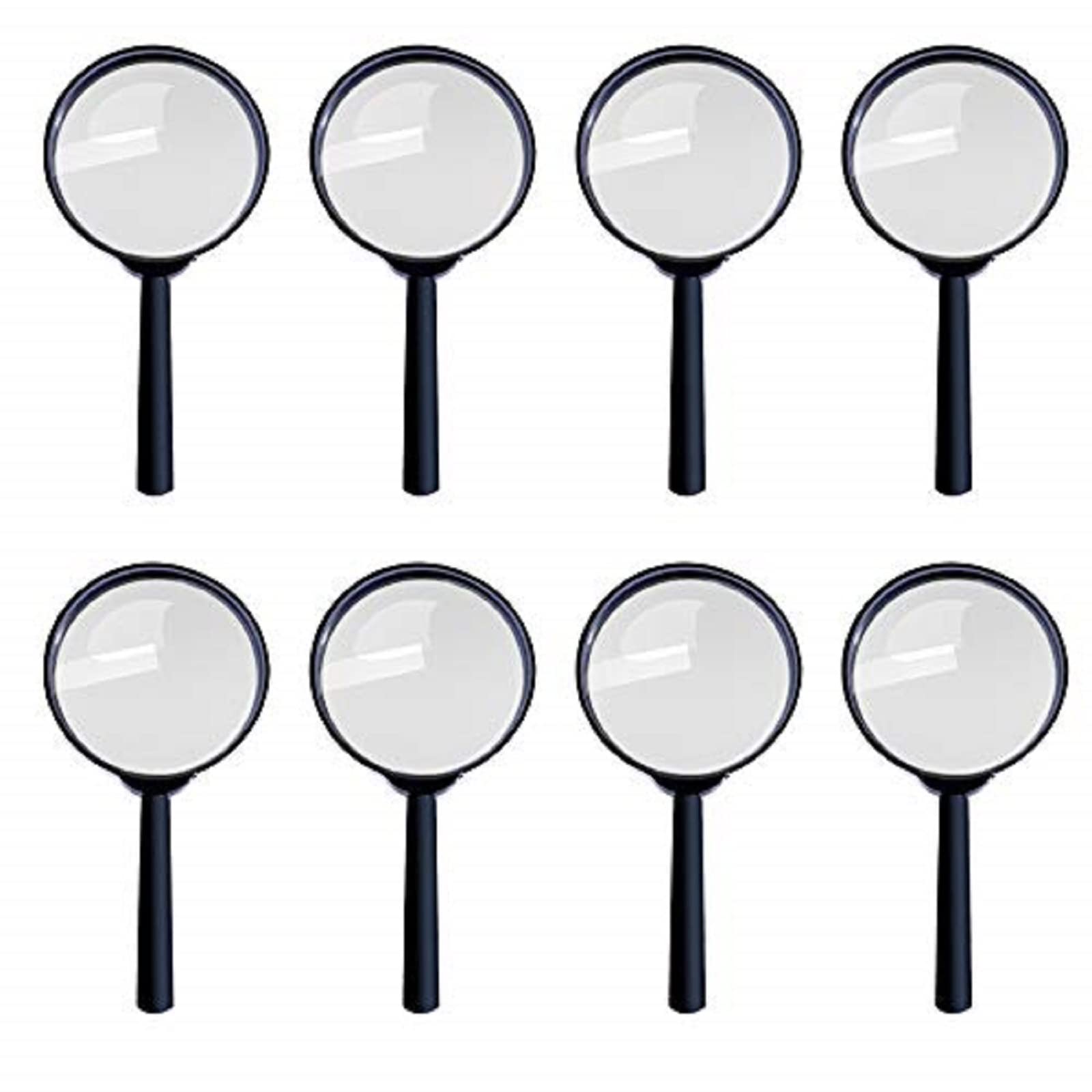 GOLDGE 8pcs Handheld Large Magnifying Glasses for Kids Toy Magnifying Glass, for Reading, Inspection, Hobbies & Crafts
