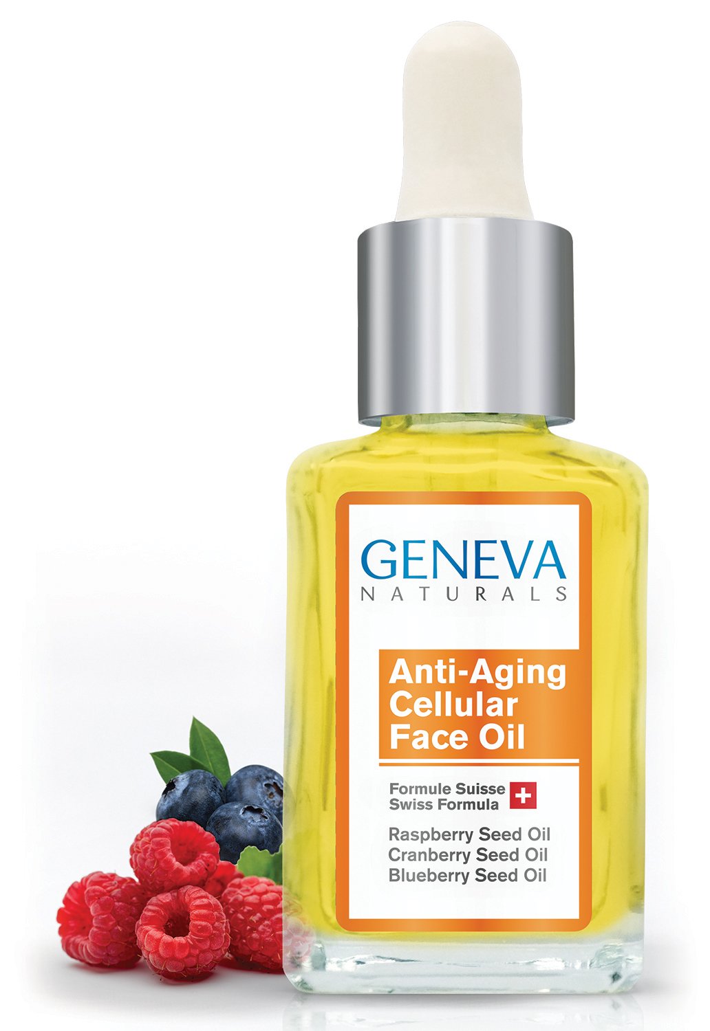 Cellular Face Oil - All Natural Swiss Anti-Aging Formula with Black Seed Oil, Raspberry, and Blueberry Seed Oil for Men and Women - 1oz