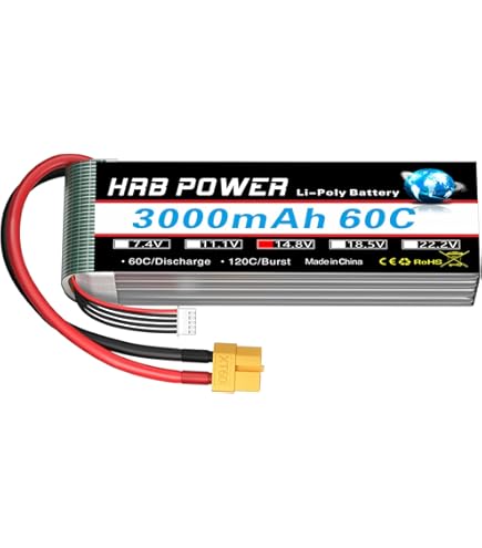 HRB Batería Lipo 3S 5200mAh 11.1V 50C Con Conector Deans T Para Coches RC 1/8 Y 1/10, Aviones Y Drones