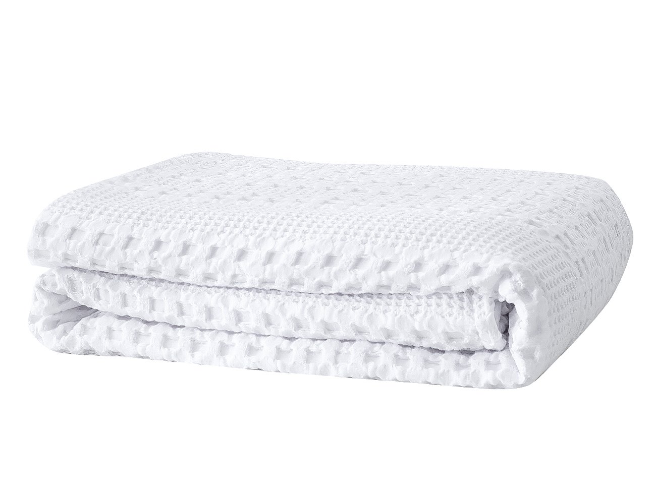 PHF Cotton Waffle Weave Blanket for All Season Home Decoration Cozy Soft Comfort Queen Size White