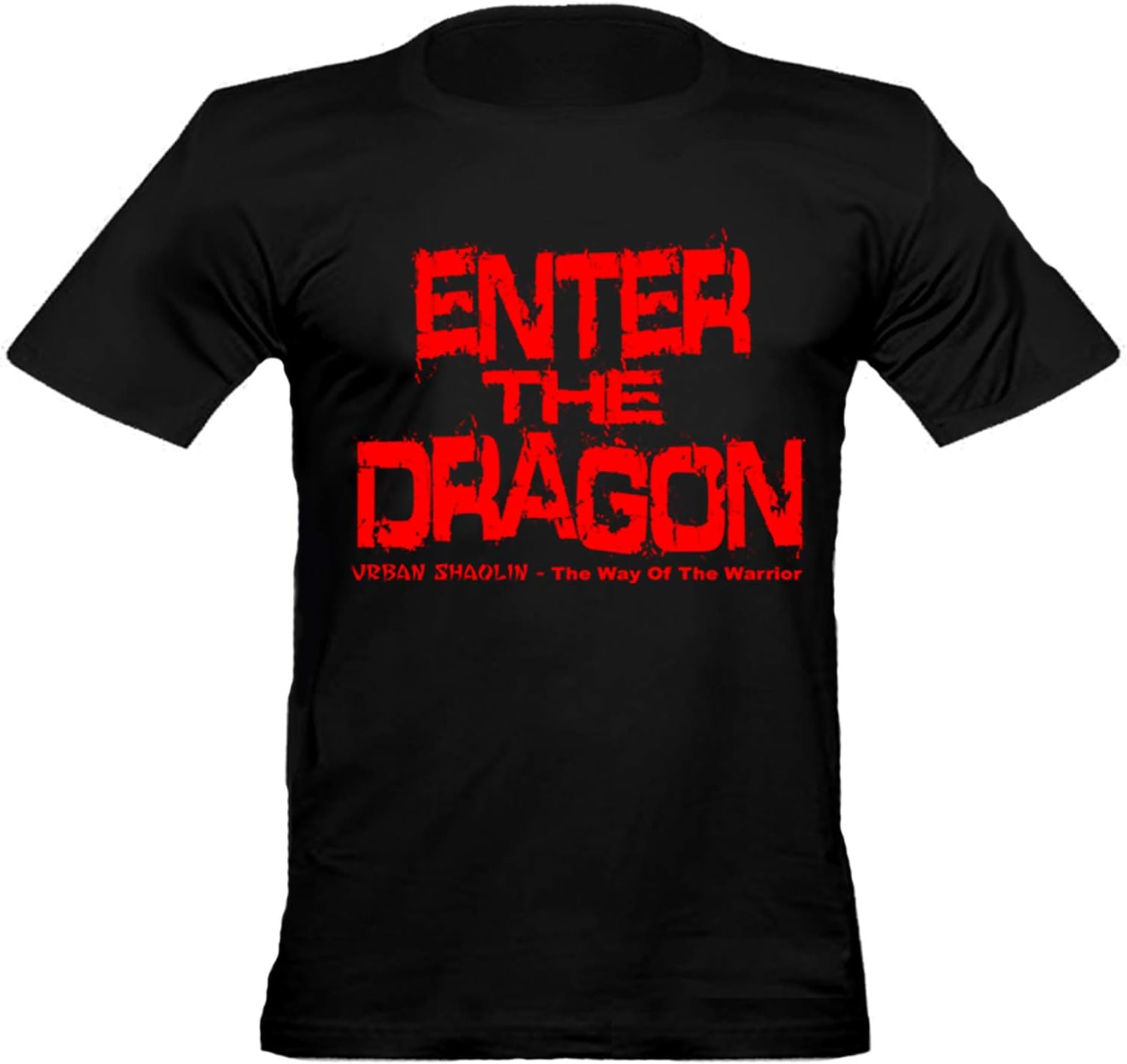 URBAN SHAOLINMen's Bruce Lee Enter The Dragon Text Inspired Fitted T Shirt, Xtra Large, Black