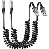 Coiled Lightning Cable, iPhone Charger Cable 3FT for Car, 2 Pack [Apple MFi Certified] 3 Feet Lightning Cord Compatible with iPhone14/13/12/11 Pro Max/XS MAX/XR/XS/X/8/7/Plus/6S iPad/iPod- Black