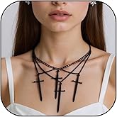 Dtexhif Gothic Layered Dagger Sword Necklace for Women Vintage Punk Goth Emo Grunge Necklace Dark Statement Halloween Jewelry Gift