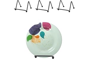 HaoGludi 4 PCS 2 Inch Small Plate Display Stands, Metal Picture Frame Holder, Black Mini Photo Easel, for Book,Tabletop Art, 