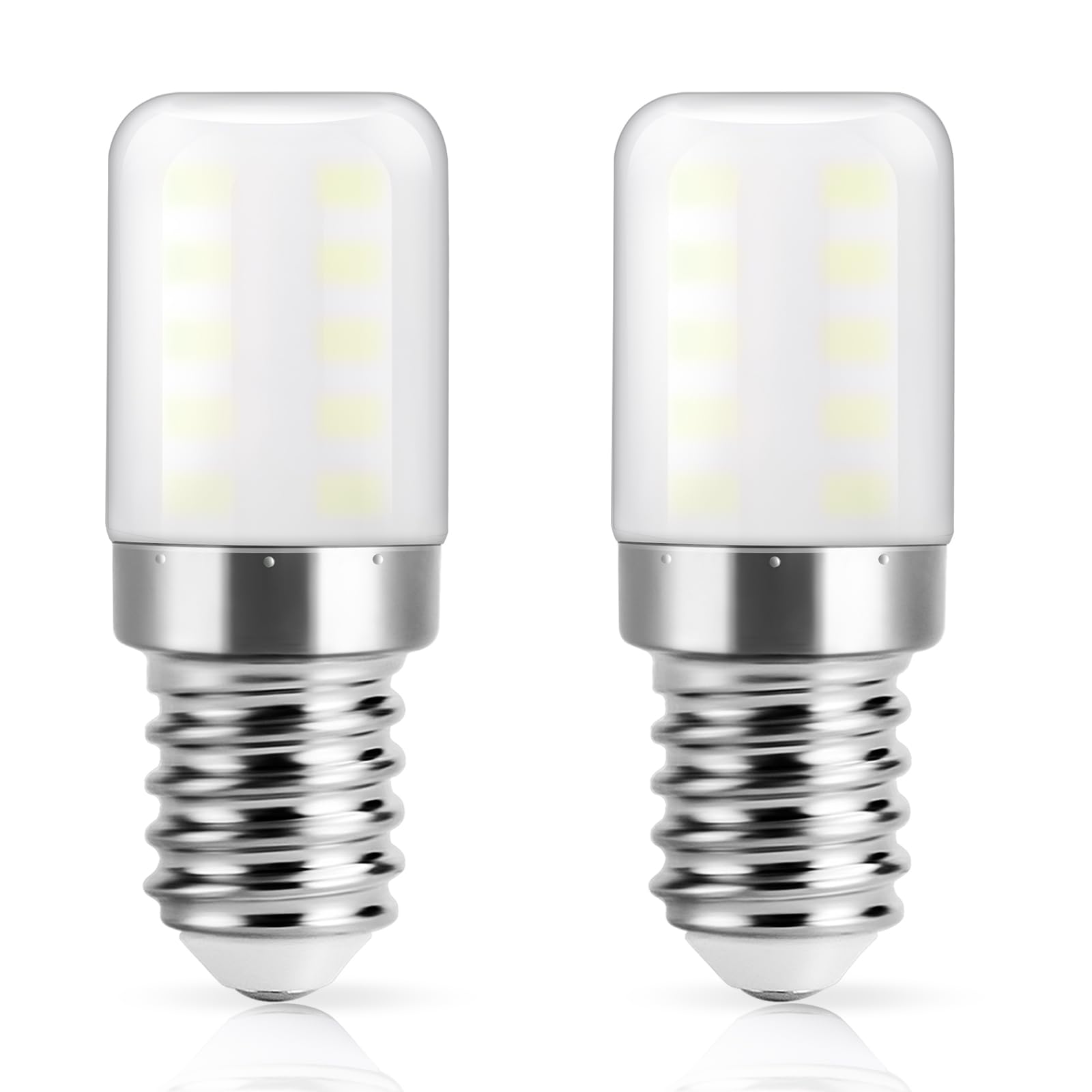 DiCUNO E14 LED SES LED Fridge Bulb, 3W (30W Halogen), Cool White 6000K, 300LM, Non-dimmable E14 Small Edison Screw Lamps for Home Lighting/Refrigerator/Cooker Hood/Night Light, Pack of 2