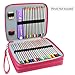 Miraclekoo 120 Slots PU Leather Pencil Holder Pencil Case Large Capacity Multi-layer Pencil Bag (ROSE)
