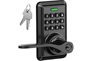 Keyless Entry Door Lock with Handle, Electronic Door Lock with Keypad Set, Code Door Lock with Handle, Auto Lock, Passage Mode, Easy Installation, Matte Black - Apestellar