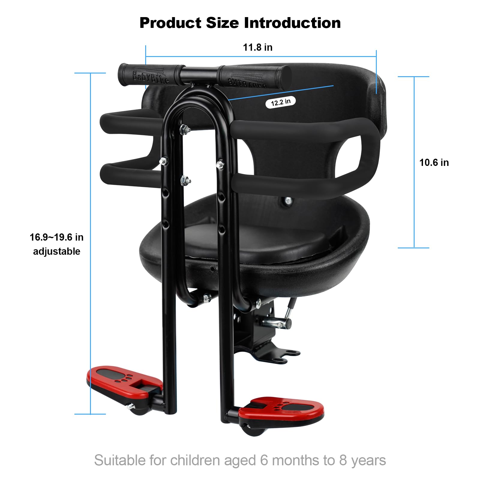 Toddler Bike Seat,1-3 Years Old Front Kids Bike Seat, Baby Bike Seat With Full Surround Guardrail, Safety Handle and Comfortable Pedals, Easy and Quick Installation of Toddler Bike Seat for Adult Bike