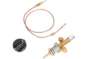 MOASKER Gas Fireplace Fire Pit Flame Failure Safety Control Valve Kit Fire Pit Thermocouple Replacement with 3/8" Flare Inlet & Outlet, Gas Fireplace Control Valve for Fire Pit & Outdoor Fireplace Parts