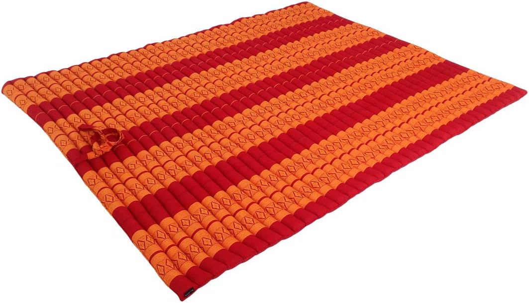 Collumino® Traditional Thai Kapok XXL Roll-Up Meditation Mattress for Yoga Massage or Relaxation (Orange, Red) - Image 5