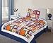 Mk Collection 2 Pc Bedspread Boys Sport Hockey Basketball Baseball Soccer Blue Orange Red New # 05 (Twin Bedspread)