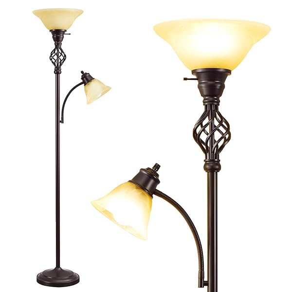 GYROVU TORCHIERE FLOOR LAMP FOR LIVING ROOM, LED...