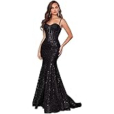 Sparkly Sequin Prom Dresses for Women Mermaid Gowns Evening Dresses Spaghetti Straps Bodycon Formal Party Dress