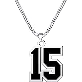 CaJoYo 15 Black Number Necklace for s Athletes Jersey Number Necklace Sports Basketball Baseball Football Soccer Charm Pendant Inspiration Jewelry Stainless Steel