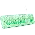 Wired Keyboard with Backlit, Light Up Computer Keyboards with Multimedia Keys, Full Size Wired Keyboard With Illuminated LED, Plug and Play, Anti-Wear Letters for Laptop, Desktop- Green Colorful