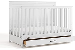 Graco Tristan 5-in-1 Convertible Crib with Drawer (White) – GREENGUARD Gold Certified, Fits Standard Crib Mattress, Premium Handle, Converts to Toddler Bed, Daybed, and Full-Size Bed