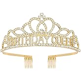 AOPRIE Diane Birthday Queen Crowns for Women Gold Tiaras for Girls Crowns for Girls Rhinestone Crystal Decor Headband