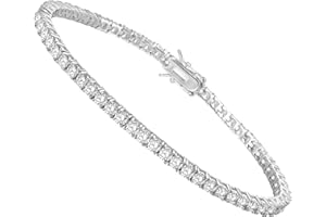 LGYIC Tennis Bracelet for Women|3MM Cubic Zirconia|White/Yellow Gold Plated Bracelets|4-Prong-Setting CZ|Size 6.5-8.5 Inch