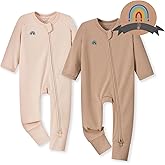 Momcozy Boy Girl Baby Pajamas Onesie, 0-24 M Temp-Sensing 2-Way Zipper Cotton & Viscose Derived from Bamboo Newborn Sleepers
