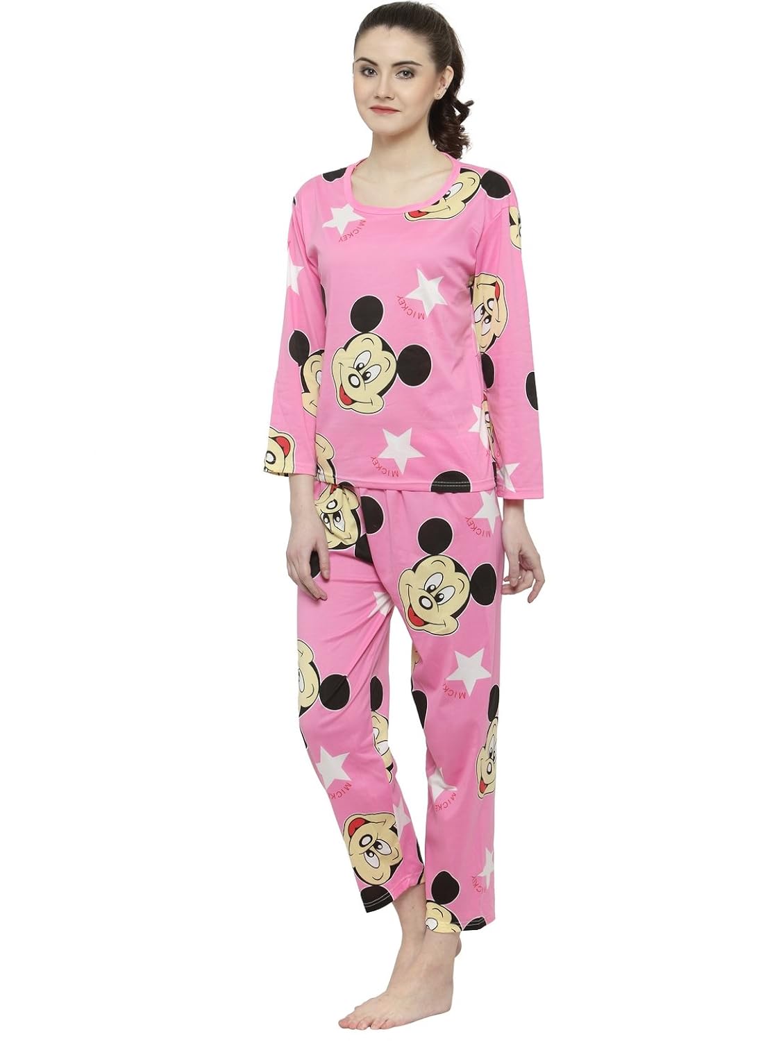 n-gal women pink black printed nightwear pajama loungewear set - nayn40-pink