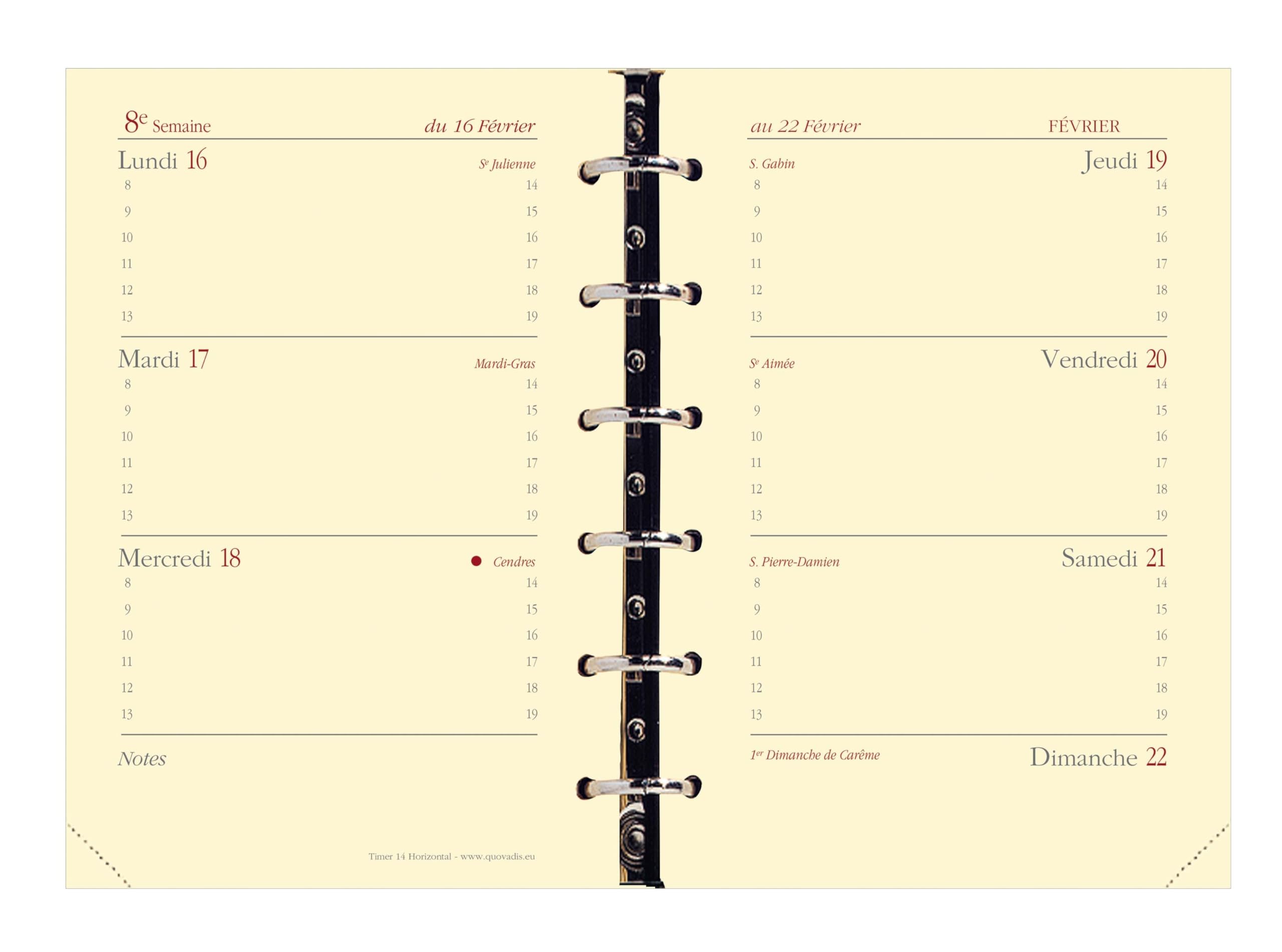 Quo vadis 938004Q - Sheet replacement for Timer 14 calendar (2018/2019)