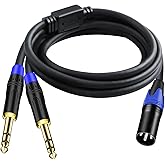 Seefeful (1PACK-10ft) Dual 6.35mm 1/4 Inch to XLR Microphone Cable, 6.35mm Male to XLR Audio Y Splitter Patch Cord, 3-Pin to Dual 1/4'' (6.35mm) TRS Male Converter Adapter Cable