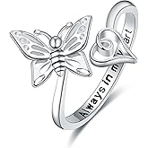 Palpitate Dragonfly/Butterfly/Cardinal Rings 925 Sterling Silver Thumb Rings Jewelry Christmas Gifts for Women Wife Her Adjustable