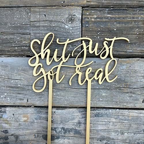 Amazon.com: Shit Just Got Real Wedding Cake Topper 6" inches ...