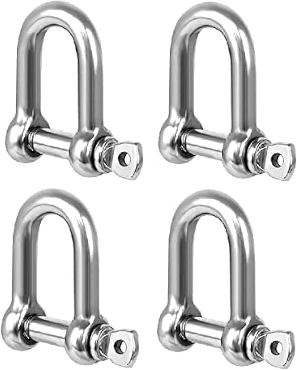 TERF M8 Heavy Duty D-Shackle Steel 8mm Pack of 4 Silver