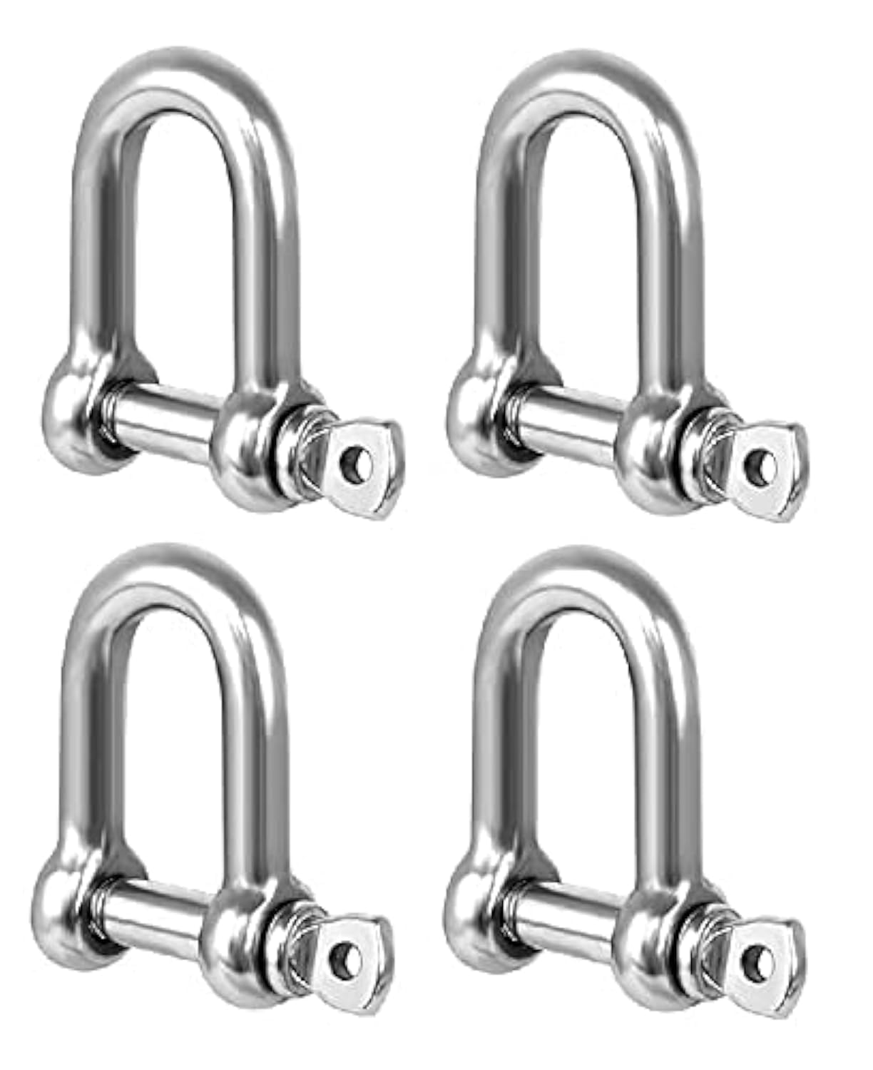 TERF M8 Heavy Duty Commercial D-Shackle Steel M8 (8mm) D-Shackle Ring Use For Heavy Duty Construction Rigging Vehicle Recovery Hauling Tie Downs Hanging and Multi Purpose Use - Pack of 4, Silver