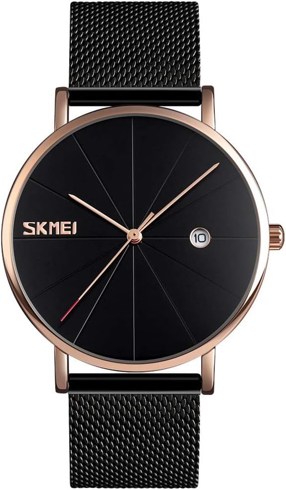 eYotto Minimalist Mens Watch Fashion Ultra Thin Quartz Analog Wrist Watch Stainless Steel Mesh Band Date Classic Business Waterproof Dress Watches
