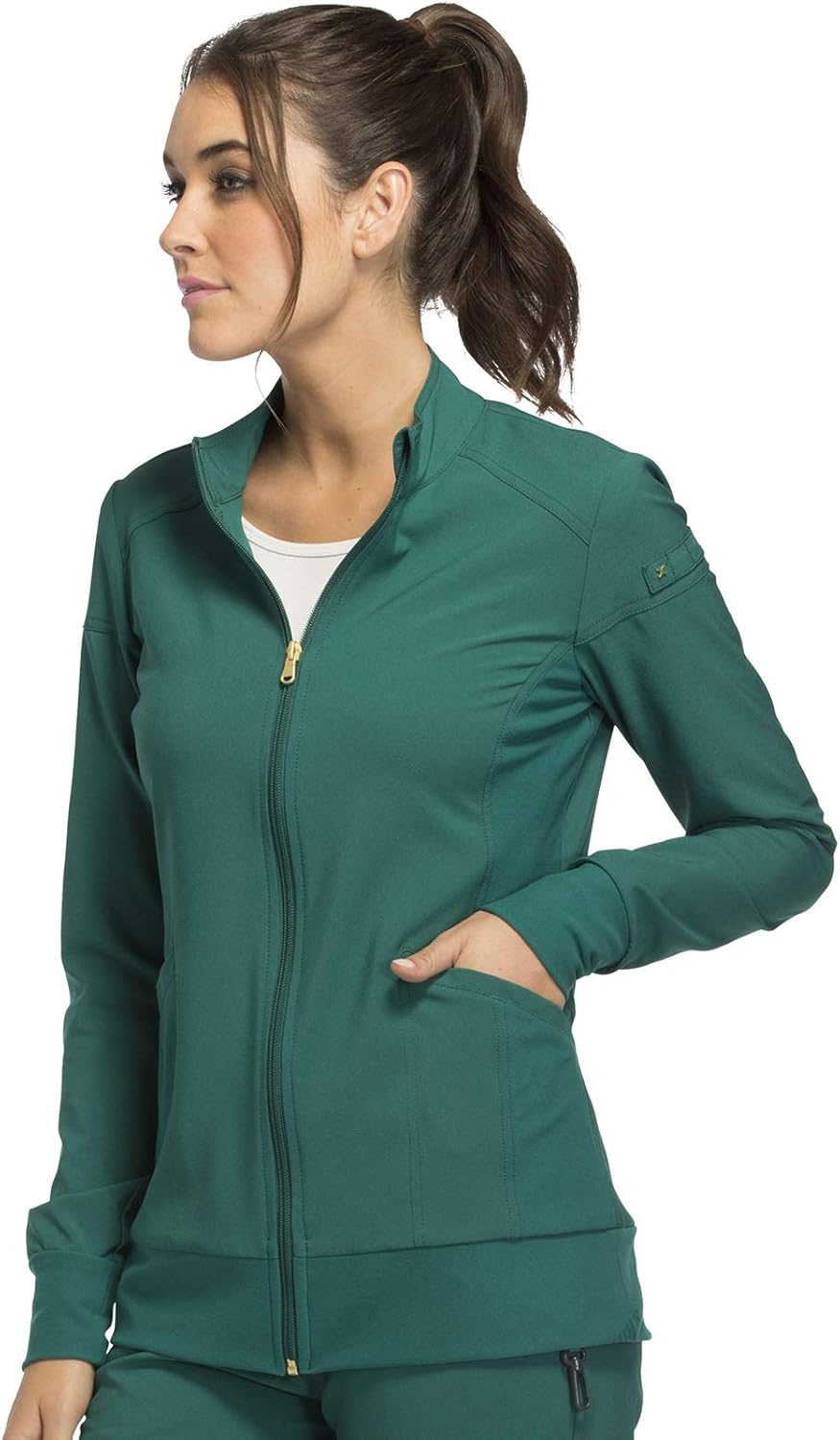 Cherokee iflex Women's Zip Front Warm-Up Scrub Jacket: Clothing