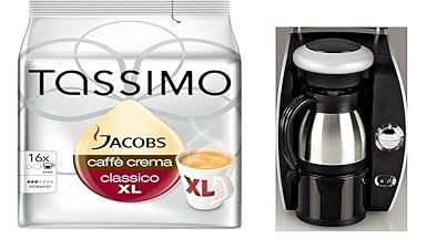 Xavax Isolierkanne, Edelstahl, Heiß-/Kalt-Getränke, 400 ml, Höhe 12,5 cm, Piccolo + 2 x Tassimo Jacobs XL Krönung oder Crema 