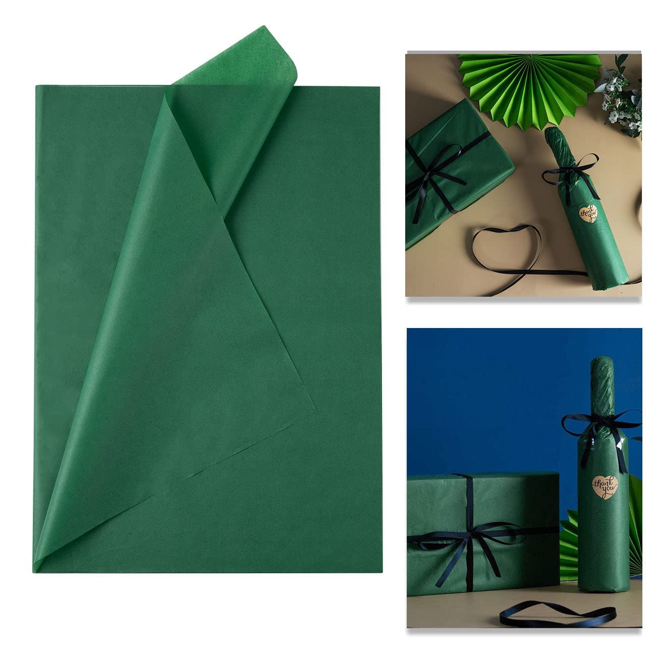 50 Sheets Dark Green Premium Gift Tissue Paper Sheets 50 x 70cm