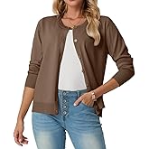 GRECERELLE Women's Lightweight Button Down Long Sleeve Crewneck Cardigan Sweater