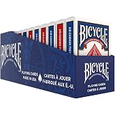 Bicycle Rider Back Playing Cards 12 Pack Poker Size Standard Index | Air Cushion Finish for smooth shuffling, Made in USA, 6 red and 6 blue decks, Ideal for poker and blackjack